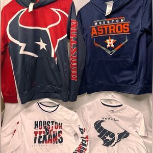 Boys Texans hoodie, 2 Texan tshirts and 1 Astros hoodie